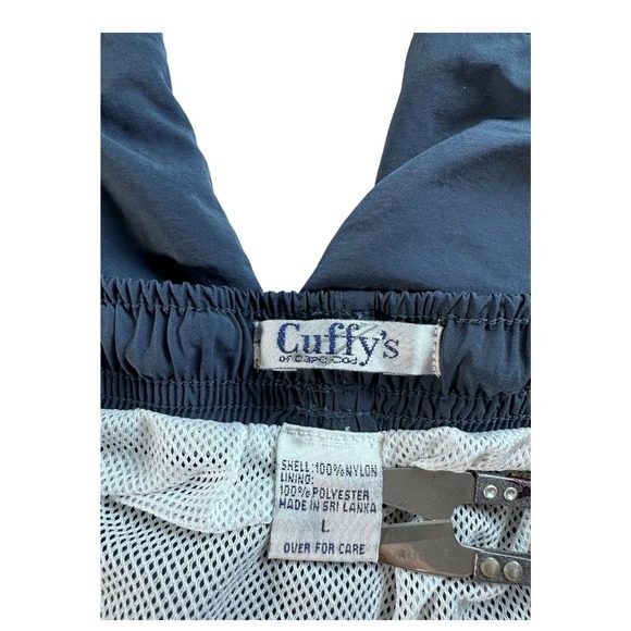 Cuffy's Cape COD Mens Swim Shorts Large Navy Blue White Striped Drawstring Lined - Picture 5 of 7